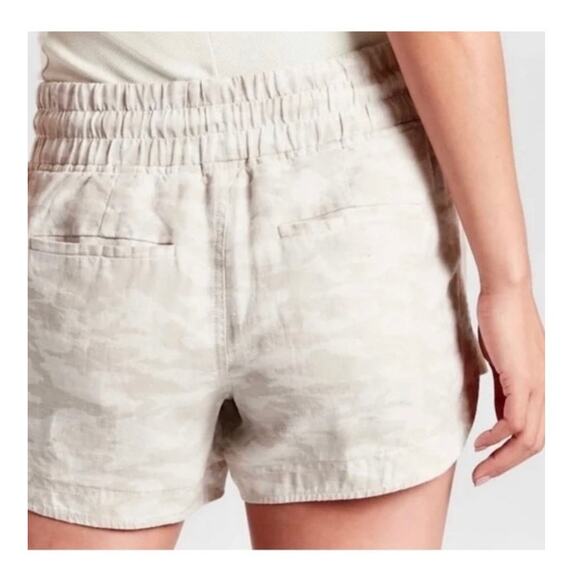 Athleta Cabo Tide Linen Shortie Tan Cream Camo Size 6 - Picture 9 of 11